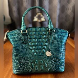 Brahmin Satchel blue green